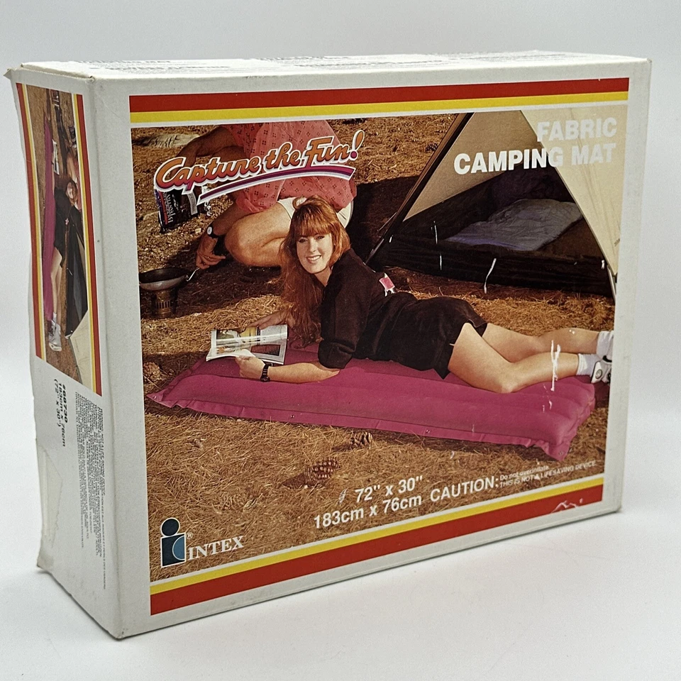 VTG Intex Fabric Camping Air Mattress 72" x30" 1988 Pink 80s Retro Heavy Durable - Image 2 of 4