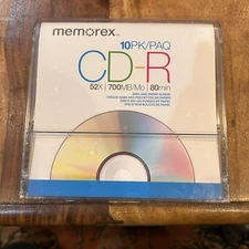 ~NEW~ Memorex Music CD-R Recordable Blank CDs 52X  700 MB 80 min 10 Pack Sealed
