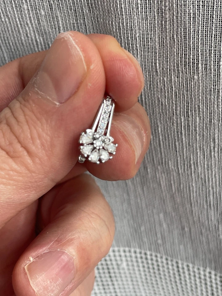 Orecchini In Argento 925 Sterling Con Zircone Orecchini Fiore di Cristallo  - Immagine 2 di 4