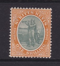 ST. KITTS-NEVIS - 1905/18 WMK.MCA 1/- ON ORDINARY PAPER MINT SG.20 (REF.D243)