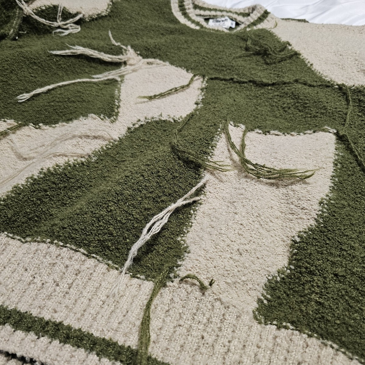Vintage Kzoom Made, Green Color Block Heavy Thick Sweater (Larger 