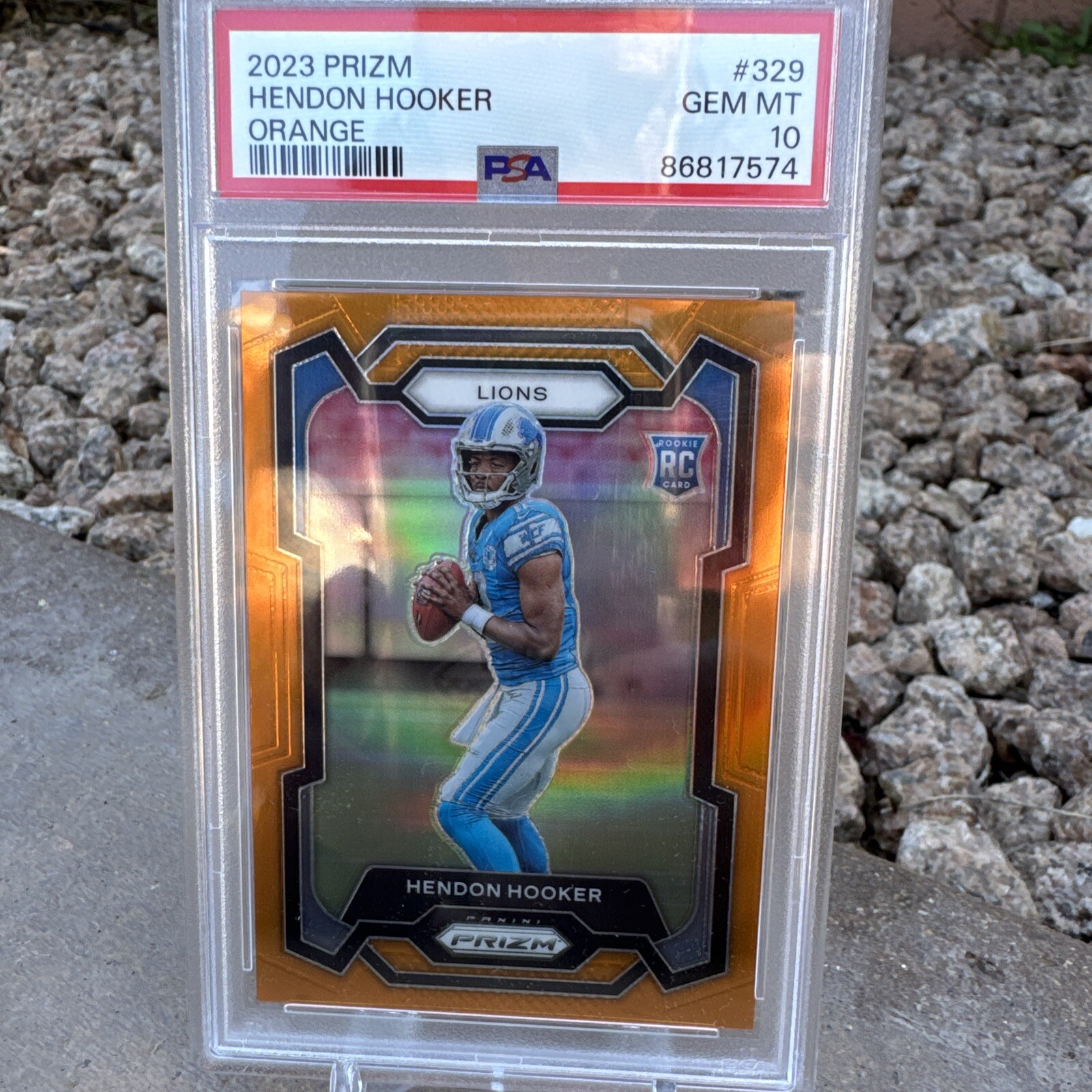2023 Panini Prizm Hendon Hooker Orange /249 RC Detroit Lions PSA 10
