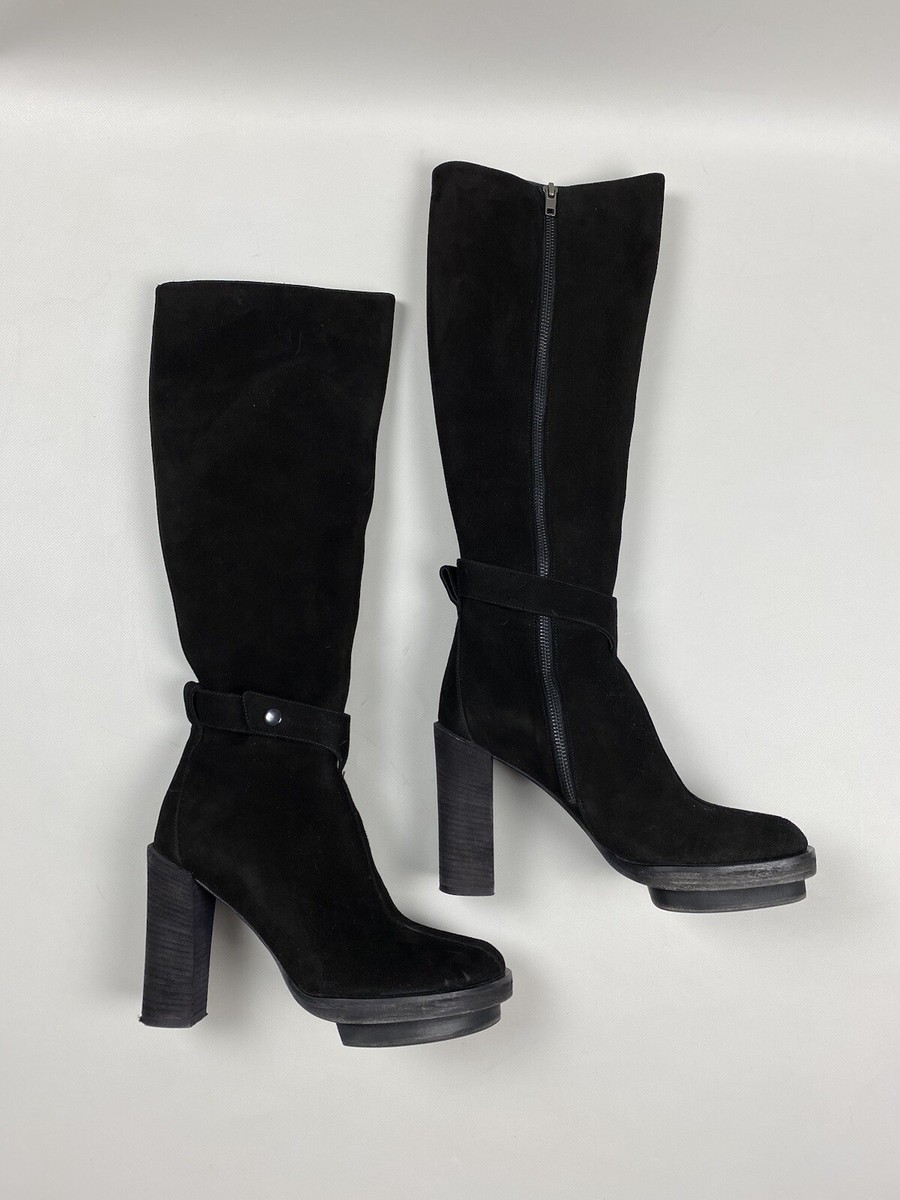 靴 Ann Demeulemeester Suede Long Boots Ann Demeulemeester ladies heeled over the knee suede boots shoes