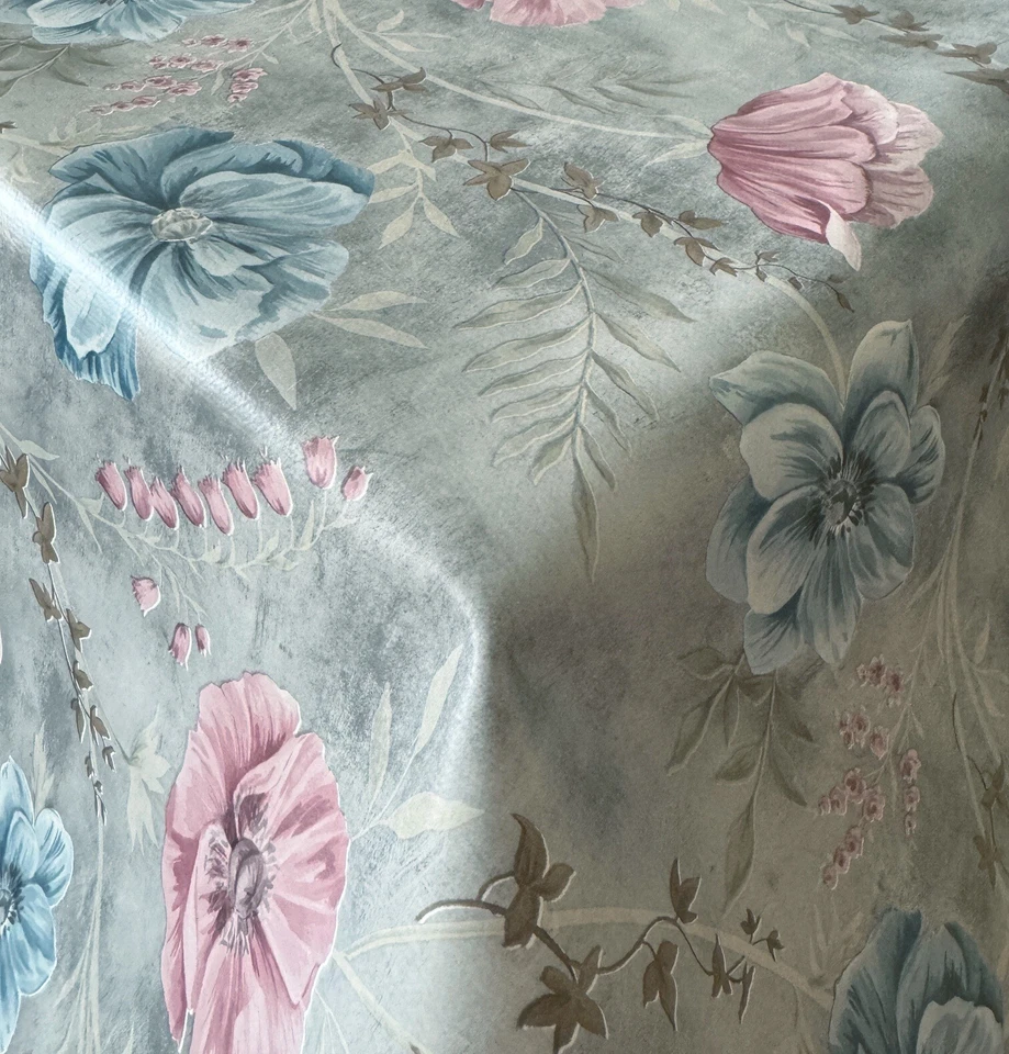 PVC Tischdecke FLORETTA grau rosa bla Meterware Wachstuch Breite & Länge wählbar - Bild 2 von 4