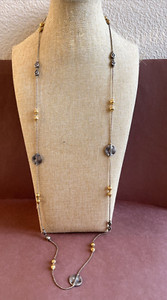 Authentic AMRAPALI 925 Silver Gold Plated Necklace With Gold And Silver Stations 46"