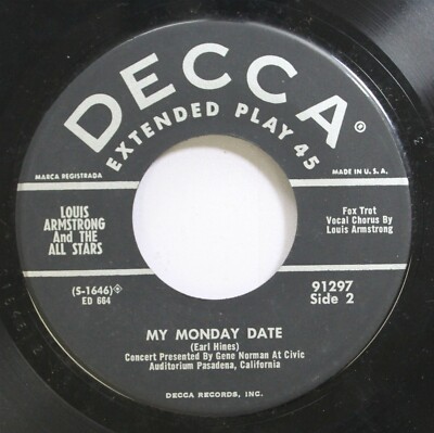 Jazz 45 Louis Armstrong And The All Stars - My Monday Date / Honeysuckle Rose On