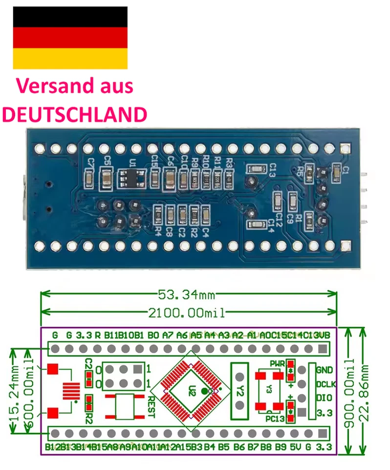 STM32 F103C8T6 Development Board Arduino ARM CORTEX M3 USB-C - Bild 4 von 4