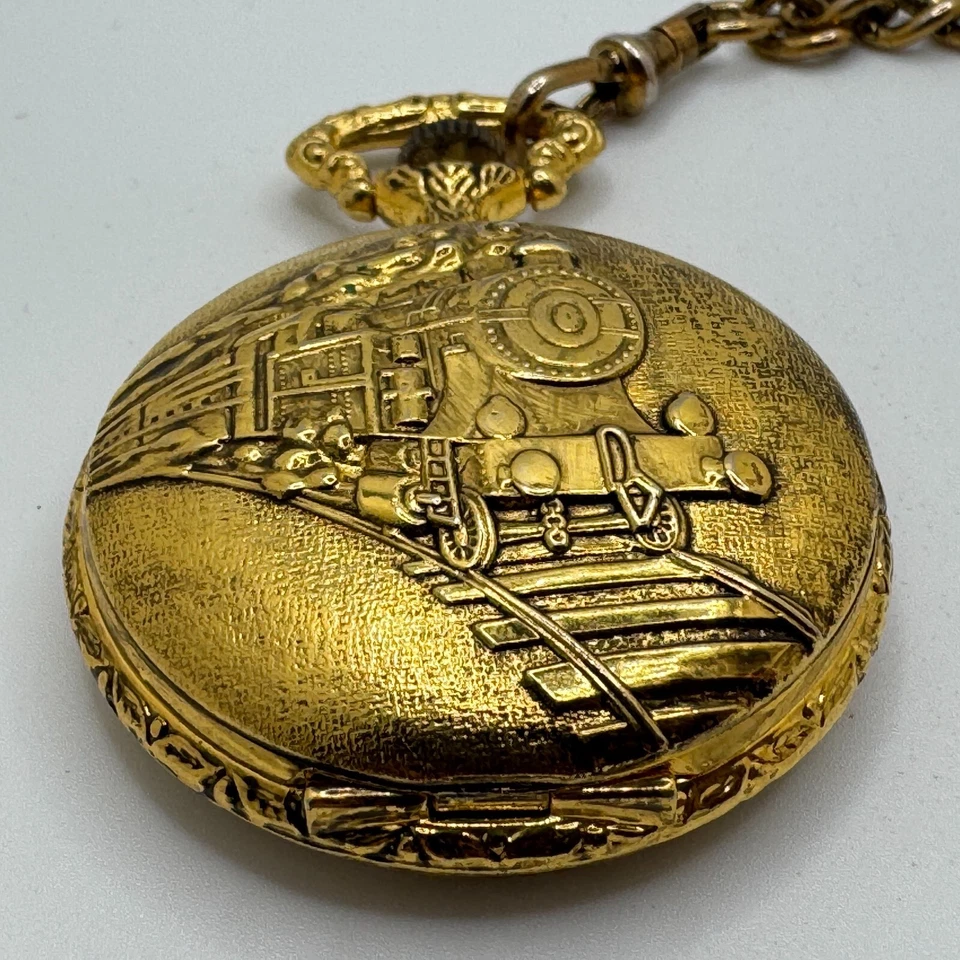 Reloj de Cuarzo de Bolsillo Armitron Railroad De Colección Hombres Tono Dorado Medio Cazador Batería Nueva Foto 2 de 4