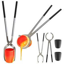 15lbs7kg Crucible Tongs Set With 2 Graphite Crucibles For Melting Metal Metal