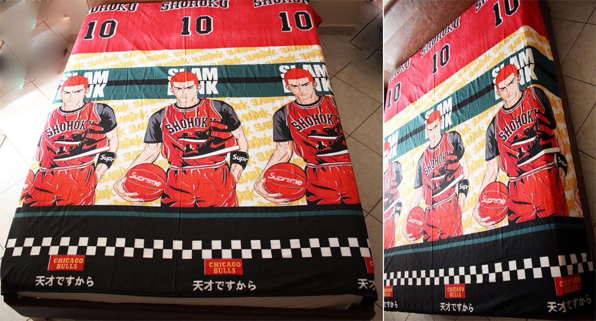 RARE SHOHOKU 10 CHICAGO BULLS SUPREME JORDAN SHOES BED SHEET 220x200cm NEW !