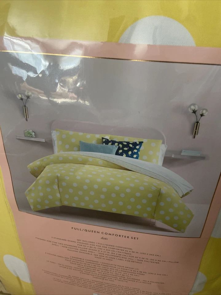 KATE SPADE точек желтый напечатано Twin XL одеяло комплект новый - Изображение 4 из 4