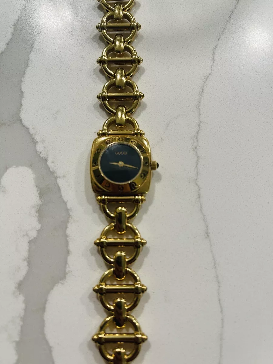 Authentic GUCCI Vintage Gold Stainless Steel Watch Model 6400 L Sapphire Crystal