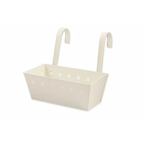 Vasi, sottovasi, cestini e fioriere bianchi in metallo per la cura delle piante e del terriccio da giardino