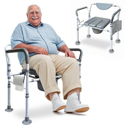 Heavy Duty Bedside Commode 500lbs Bariatric Chair for Seniors Adults White.