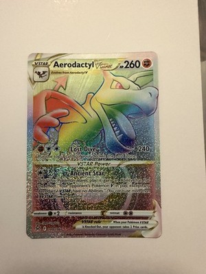 Pokémon TCG: Aerodactyl VSTAR 199/196 Lost Origin Holo Rainbow Secret Rare NM