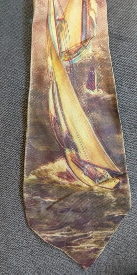 Corbata Veleros Towncraft Deluxe De Colección Años 40 Corbata Ancha 4.25x49 Dorado Marrón  Foto 3 de 4