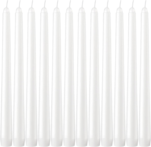 Bougies coniques sans goutte - bougies blanches non parfumées en vrac - bougeoirs longue combustion - Photo 1/12