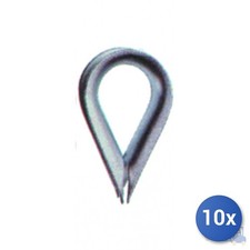 10x Robur Galvanized Shackle Thimble With Loop Mm 20, Steel, Gray