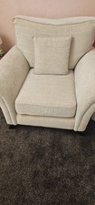 Single Sofa Beige Cream Fabric with Cushion Seat