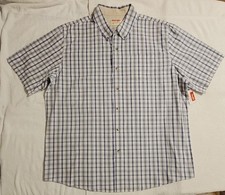 Wrangler Authentics Mens Button Down Collar Gray White Plaid Shirt XL NWT