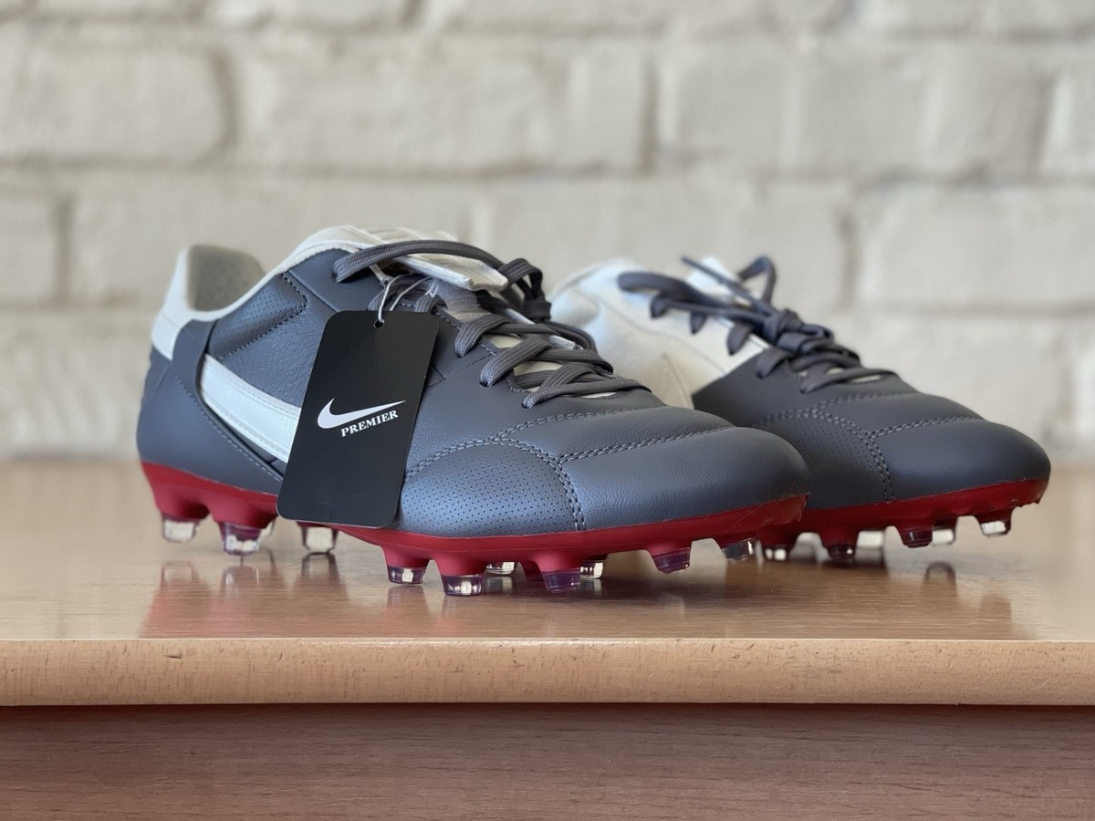The Nike Premier 3 FG Light Graphite Gray Varsity Red HM0265-003