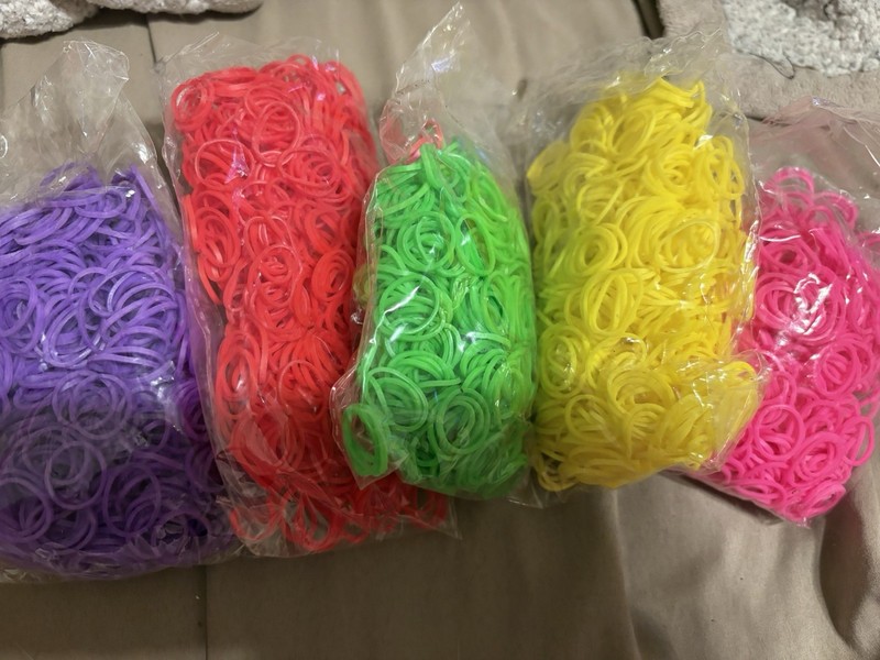 Colorful Rubber Loom Band Refills Bulk Lot - Purple Red Green Yellow Pink