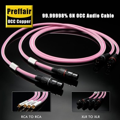 Pair OCC Copper Conductor HiFi Audio Gold Plated XLR/RCA Cable Signal Wire