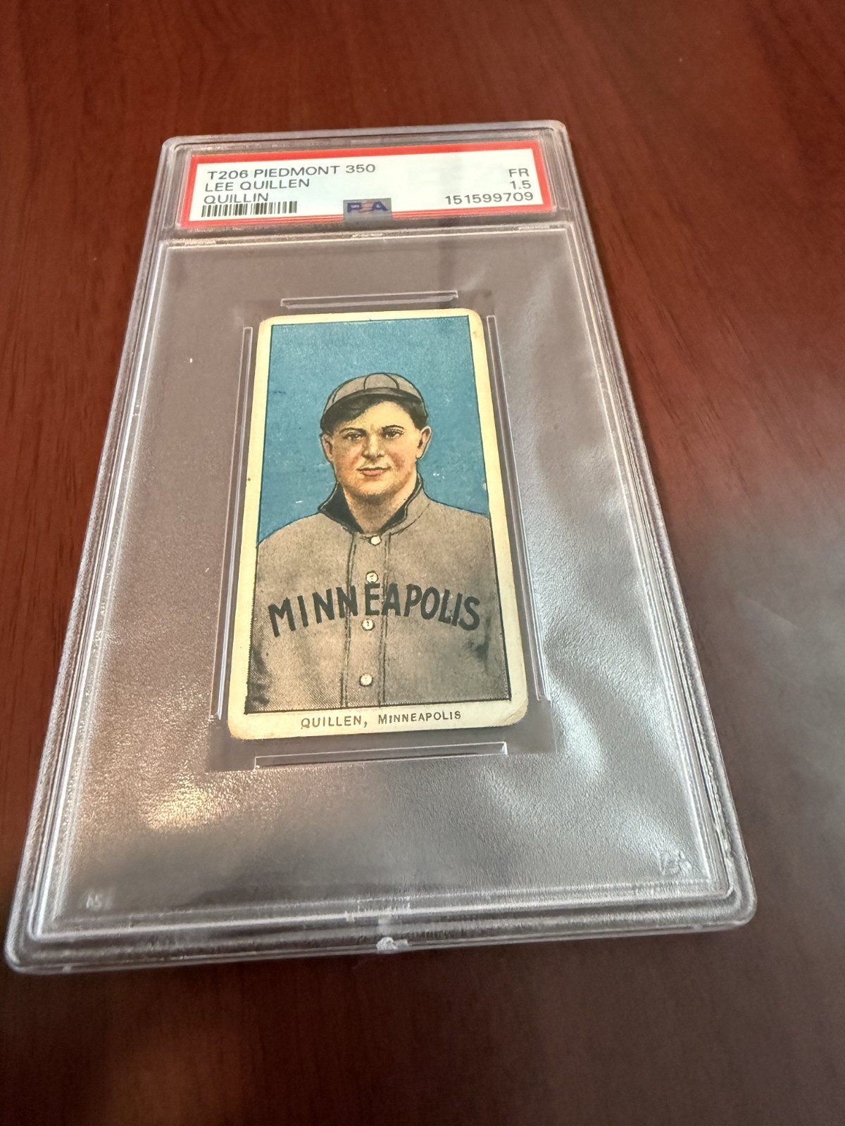 1909 T206 Piedmont 350 Lee Quillen Rookie Card.  PSA 1.5