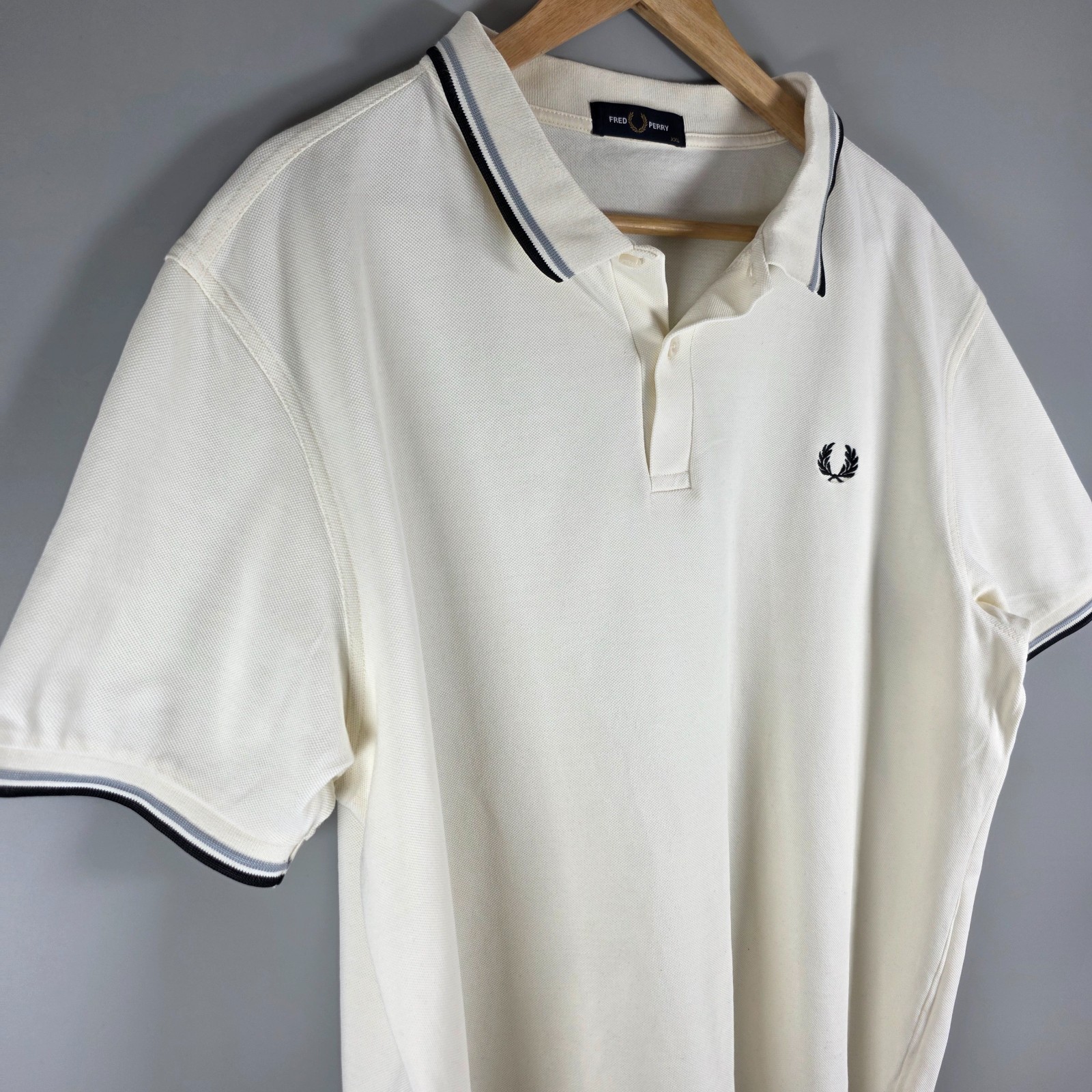 Fred Perry Polo Shirt Mens XXL White Cotton Twin Tipped Classic Fit Short Sleeve image 2