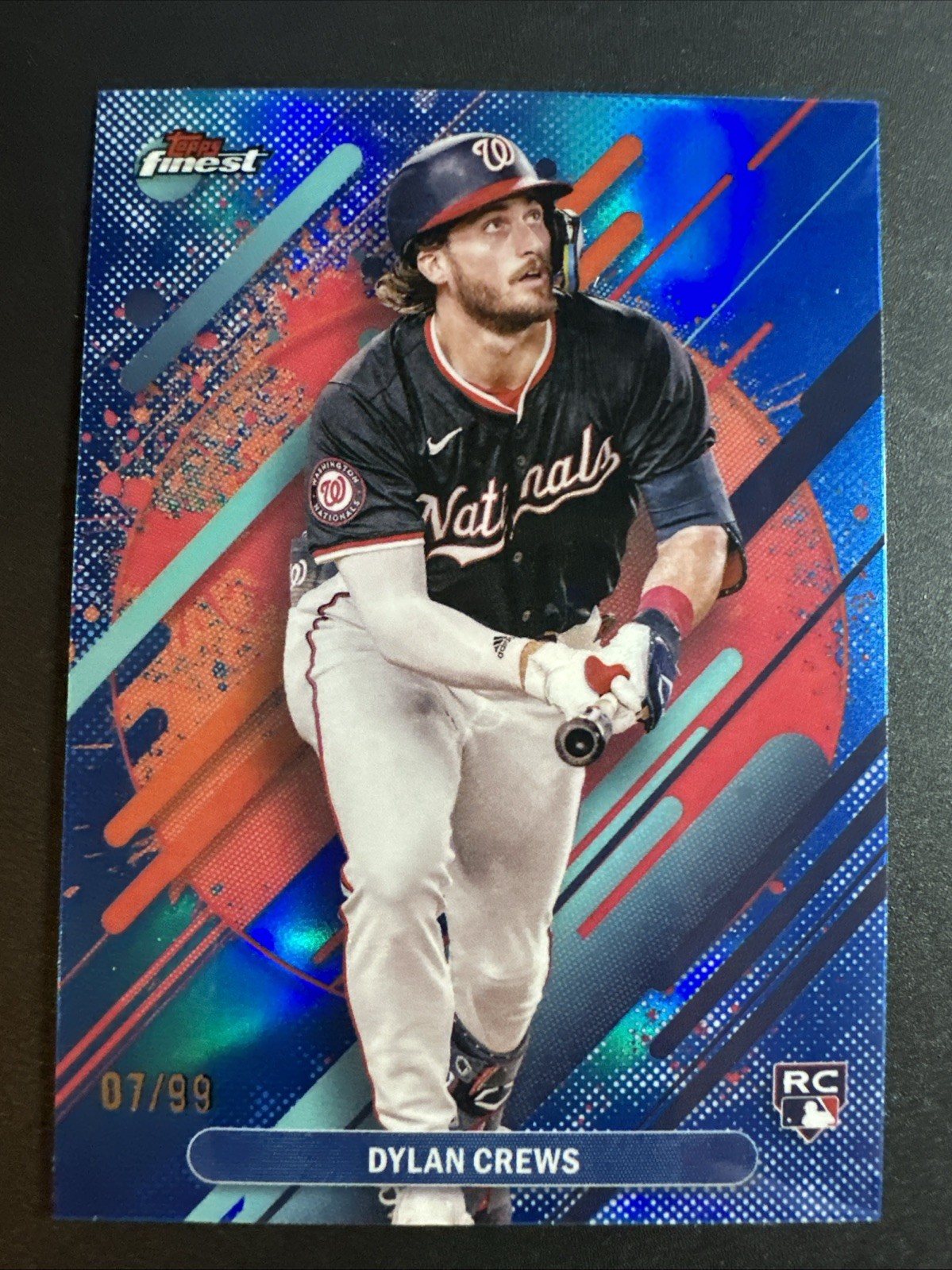 2025 Topps Finest Baseball Dylan Crews Rare Blue RC /99 #280 Nationals