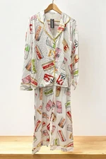 Diet Coke Silky Women's L/Sleeve Pajamas Variety of Cans Sheshow NEW Sz Large
