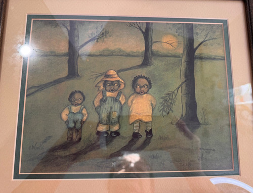 Vintage 1985 N. SCHEEMAN Folk Art Framed Print FREE SHIPPING VGC