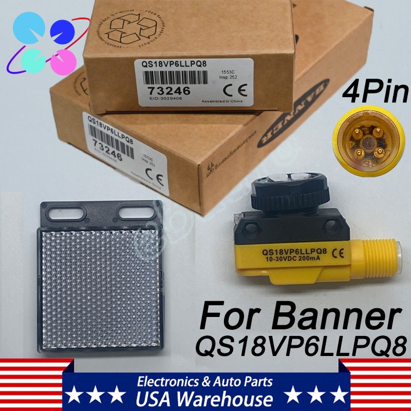 New For Banner QS18VP6LLPQ8 Photoelectric Sensor 6m Diffuse 10-30VDC M12 IP67