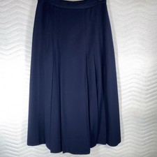 Lauren Ralph Lauren Navy Pleated Worsted Wool Skirt - Size 6 - Classic, Preppy