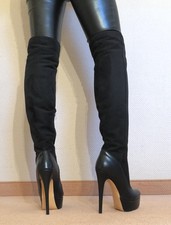 Tolle High Heels Plateau Stiefel bis übers Knie 16,5 / 4,5 cm Heels