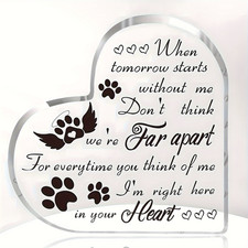 2D 1P 4 4 Heart Acrylic Pet Memorial Decor Gift for Loss of Beloved Dog or Cat