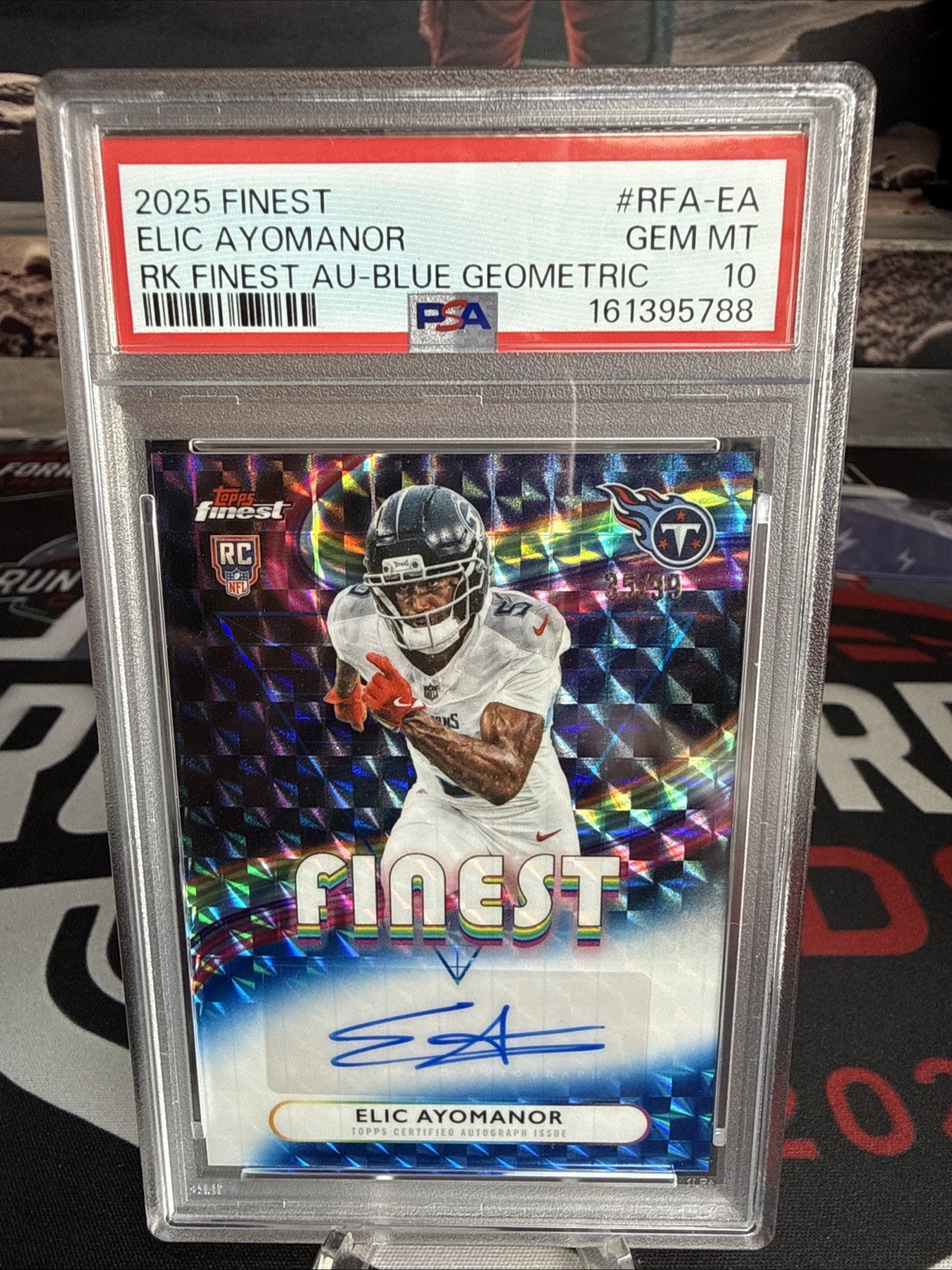 Elic Ayomanor Topps Finest Rookie Finest Autographs #RFAEA Blue Refractor