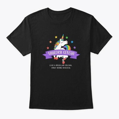  Unicorn Cousin Funny Cute Black T-Shirt