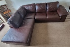2 Bown Leather sofas 2 seater + large 5 Seater corner sofa Can Be split into 4
