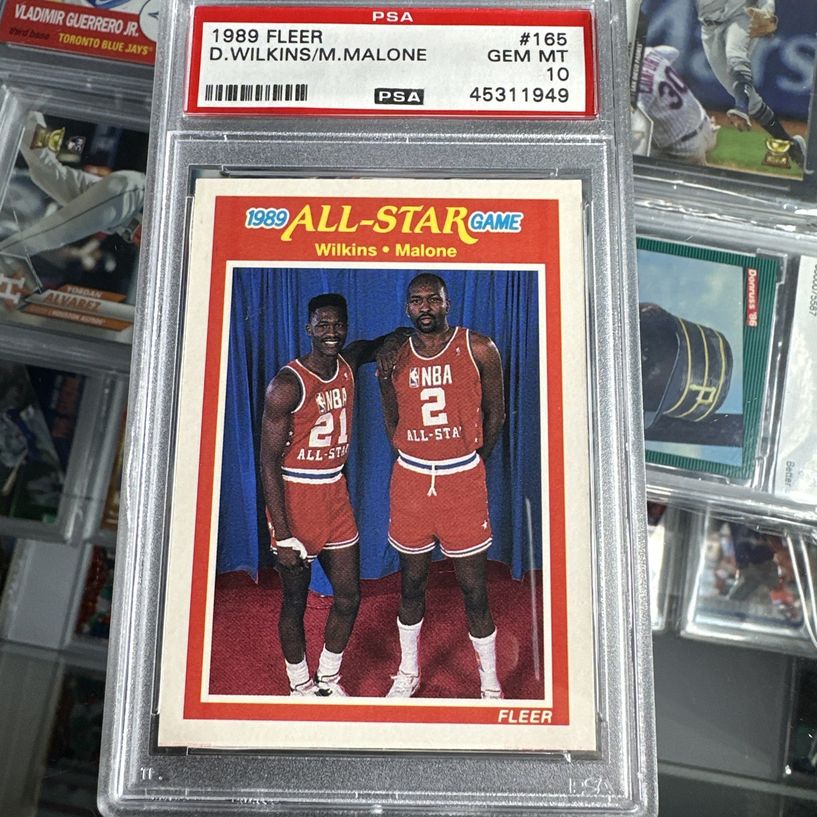 1989 FLEER #165 DOMINIQUE WILKINS-MOSES MALONE PSA 10 LOW POP 66 !!!