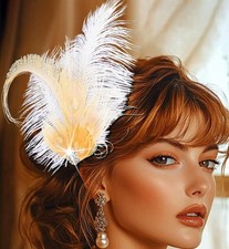 1920s Feather Headpiece Flapper Headband Hair Accessories For Women Set