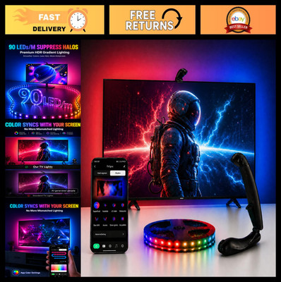 LED TV Backlight with Sensor - Smart RGB Sync Lights for 55-65'' TVs, App Control