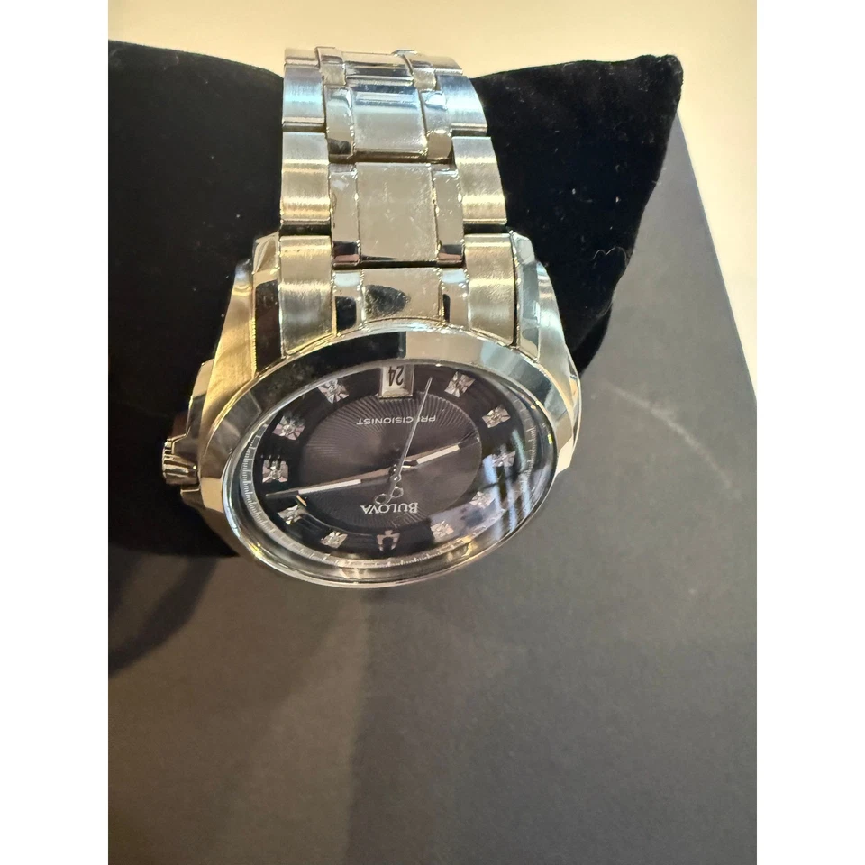 宝路华 Precisionist 不锈钢男士腕表黑色表盘日期窗口 — 第 3/4 张图片