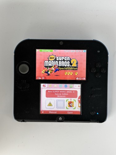 Nintendo 2DS Black Blue Console 4gb Card With Charger & New Super Mario Game - Picture 2 of 7