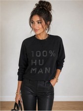 Everlane 100 Human in Black Crewneck Sweatshirt NWOT Support Human Rights