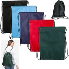 2 String Drawstring Backpack Cinch Sack Gym Tote Bag School Sport Pack Nylon 18"