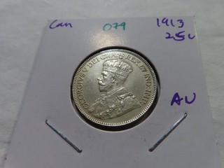 O79 Canada 1913 25 Cent AU