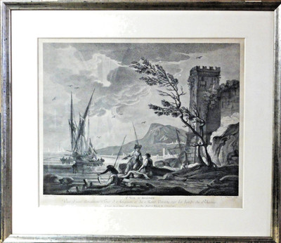 Jean OUVRIER (1725-1784) antik Kupferstich~1760: LE VUE D' AVIGNON