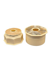 Vintage Ivory Celluoid Hair Receivers Tan Pearlized Lids Set of Two