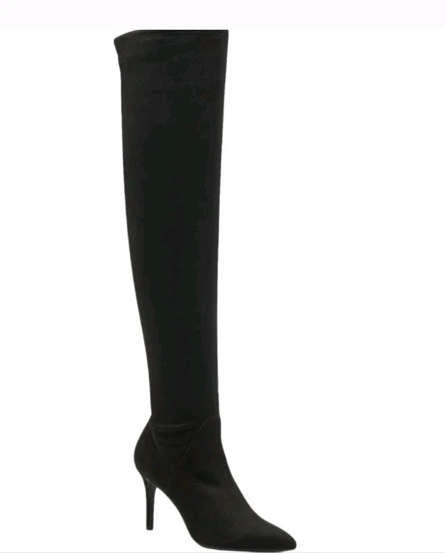 Botas Jessica Simpson Abrine alta preta elástica microsuede acima do joelho - Imagem 2 de 4